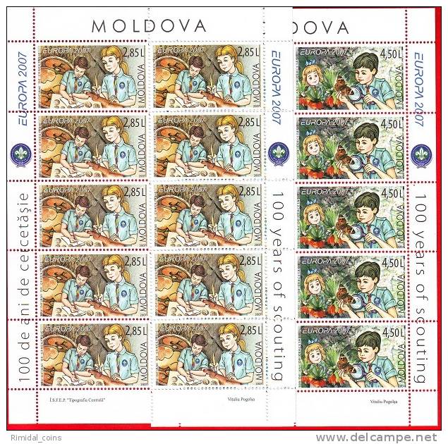 Moldova, Moldau, Moldavie, 2 Stamp Sheetlets (complete Series) / Scouting - Europe, Europa, 2007 - 2007