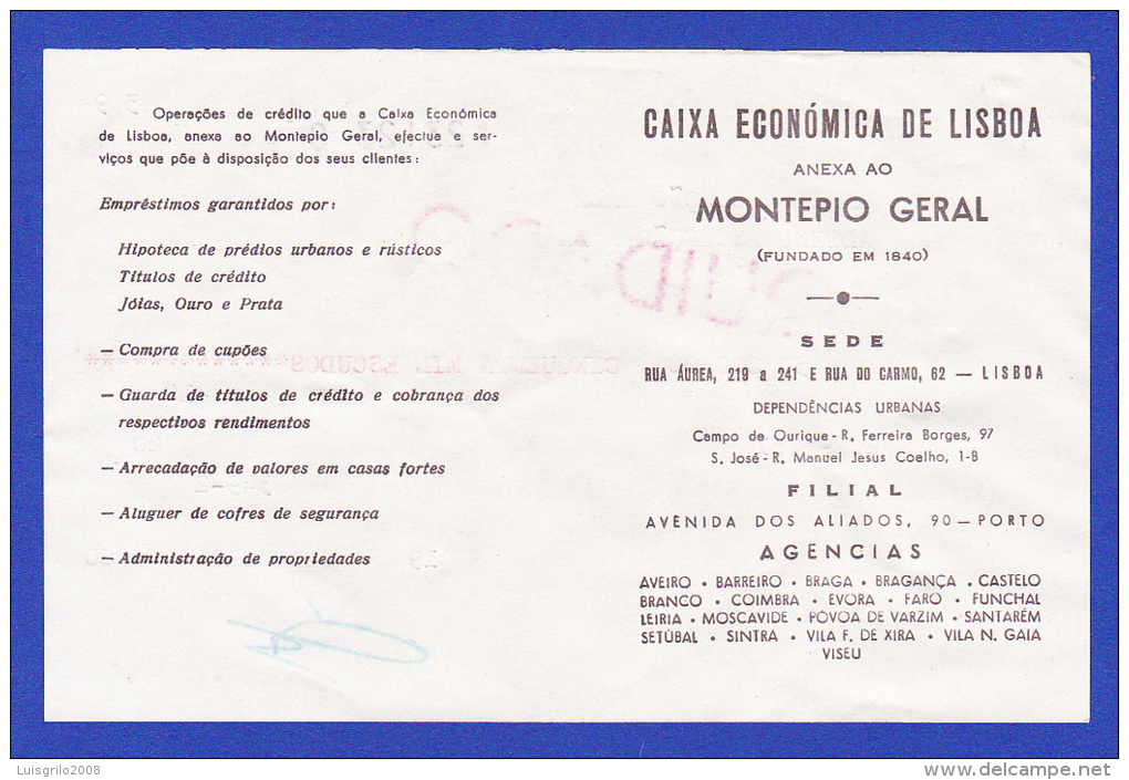 CAIXA ECONÓMICA DE LISBOA  - TITULO DO DEPÓSITO A PRAZO - 19.9.81 - Assegni & Assegni Di Viaggio