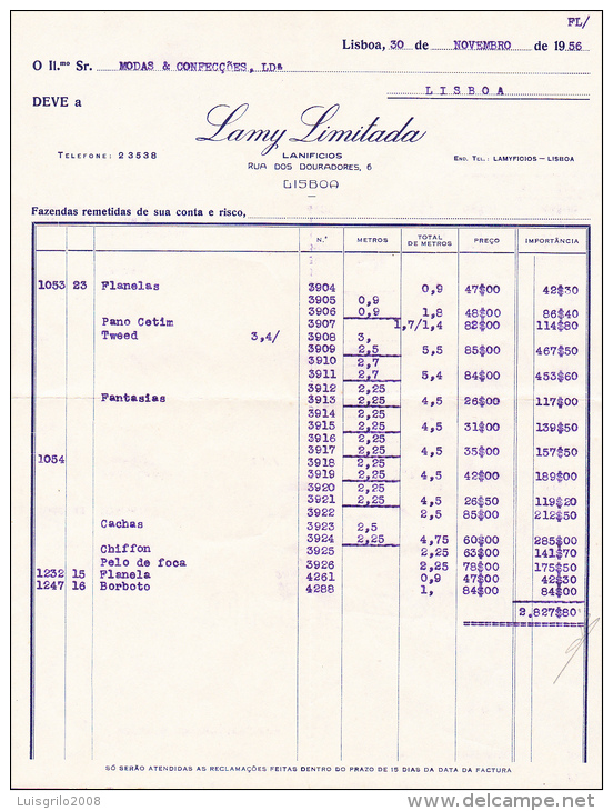LAMY LIMITADA -- LISBOA, 30 DE NOVEMBRO DE 1956 - Portugal
