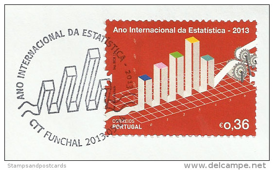 Portugal Année Int. Statistique 2013 FDC Voyagé Cachet Madère Madeira Int. Year Statistics Economics Mathematics - FDC