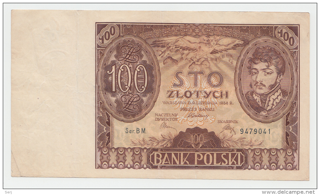 Poland 100 Zlotych 1934 VF+ CRISP Banknote P 75 - Pologne