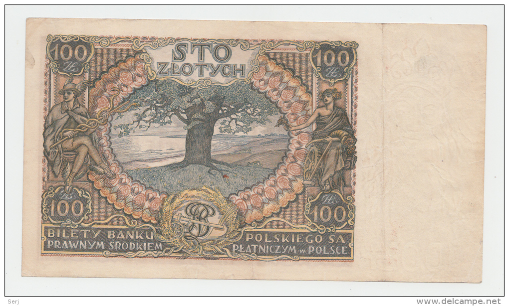 Poland 100 Zlotych 1934 VF+ CRISP Banknote P 75 - Polonia