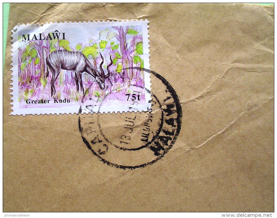 Malawi 1991 Cover To England - Animals - Greater Kudu - Archbishop Of Canterbury Adress - Malawi (1964-...)