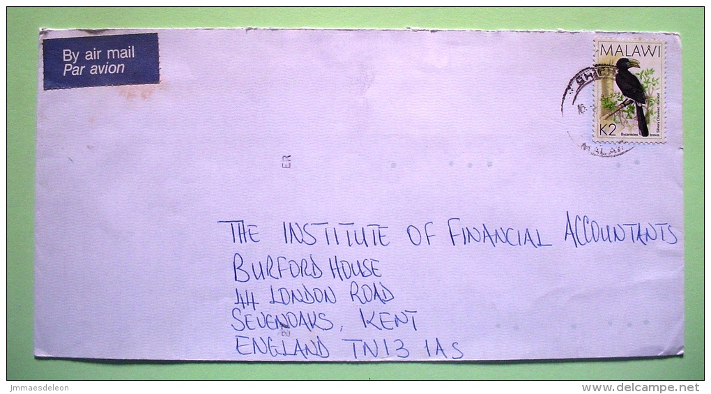 Malawi 1996 Cover To England UK - Birds Hornbill - Malawi (1964-...)