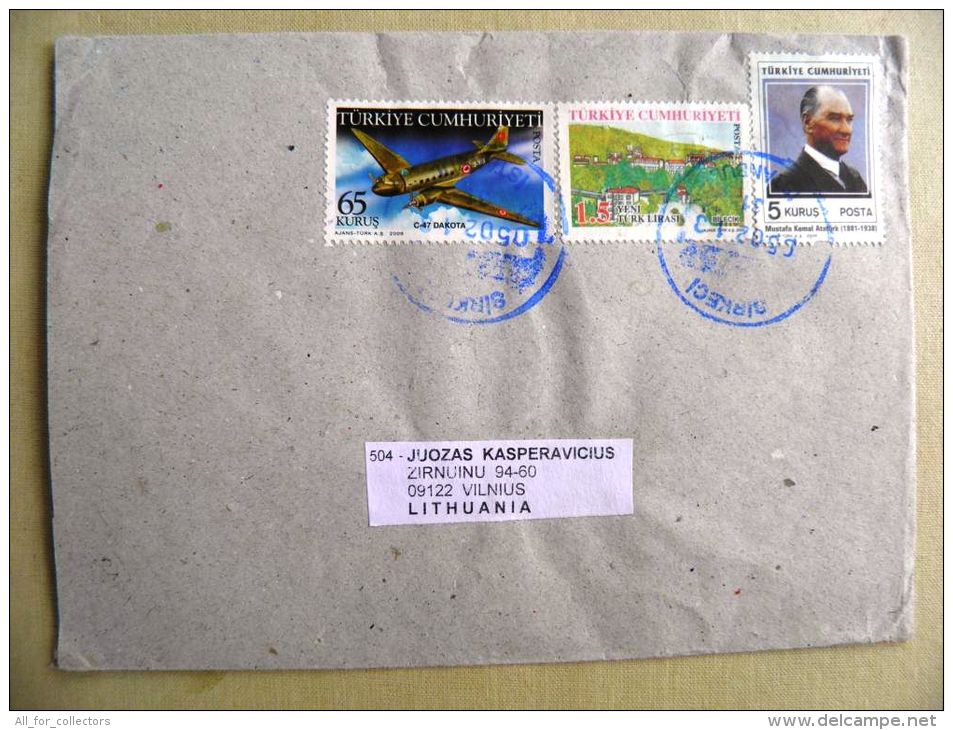 Cover Sent From Turkey To Lithuania Plane Avion C-47 Dakota - Lettres & Documents