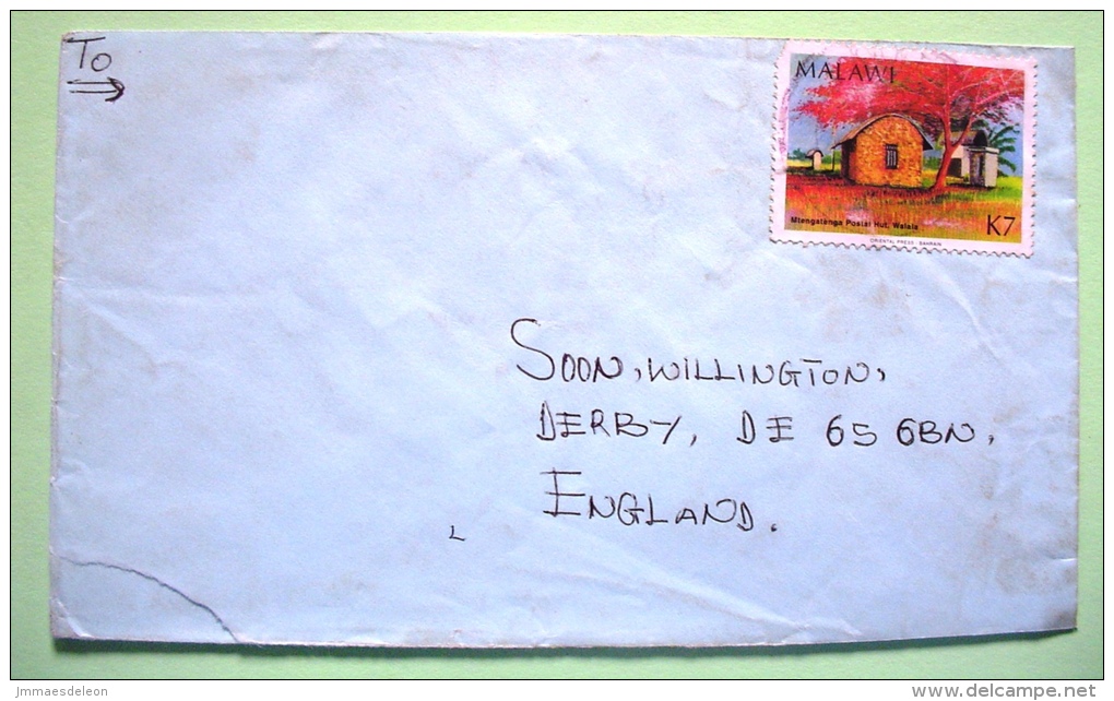 Malawi 1998 Cover To England - Tourism - Postal Hut - Malawi (1964-...)