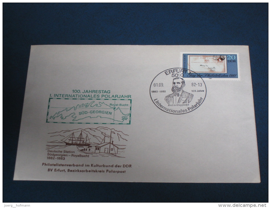 Brief Cover DDR Deutschland 1982 Erfurt 1. Int. Polarjahr Antarktis 100. Jahresstag Deutsche Station Südgeorgien - Royal - Macchine Per Obliterare (EMA)