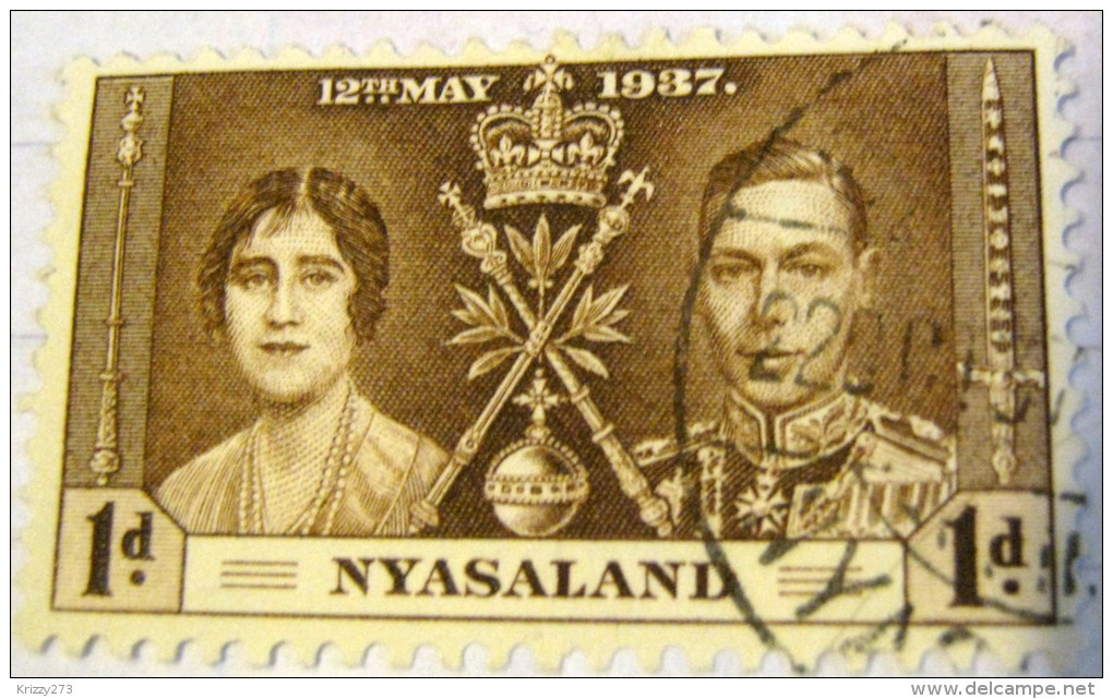 Nyasaland 1937 Coronation King George VI 1d - Used - Nyassaland (1907-1953)