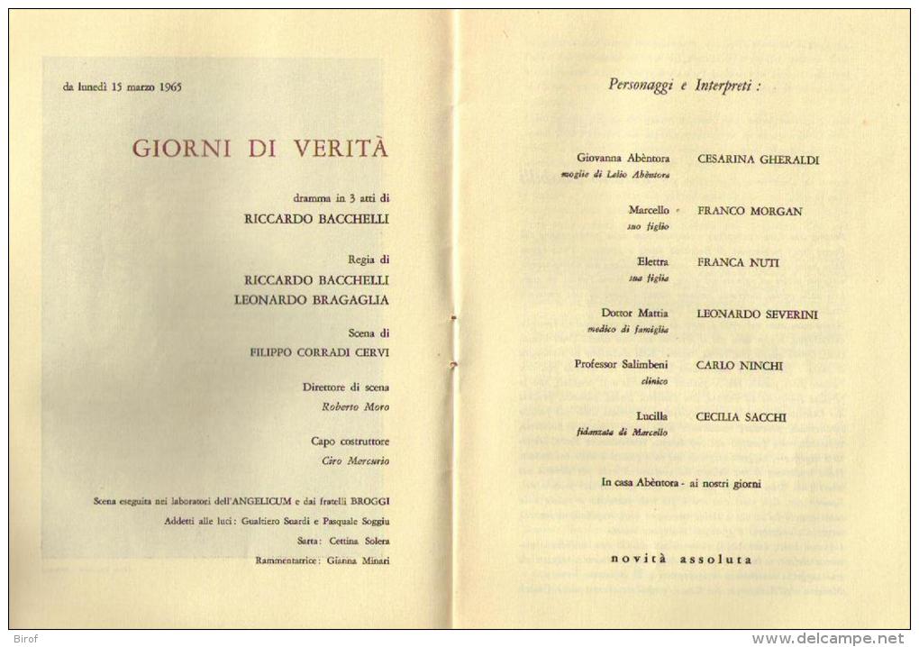 TEATRO DEL CONVEGNO 1964 - MILANO - GIORNI DI VERITA´ - RICCARDO BACCHELLI - - Théâtre