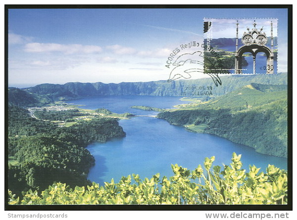 Portugal Açores Lac Volcanique Carte Premier Jour 2005 Azores Islands Volcanic Lake First Day Postcard - Vulkane