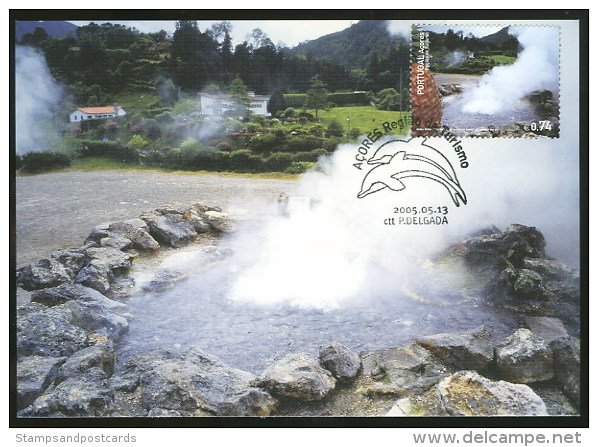 Portugal Açores Furnas Source Volcanique Carte Premier Jour 2005 Azores Islands Volcanic Source First Day Postcard - Vulkane