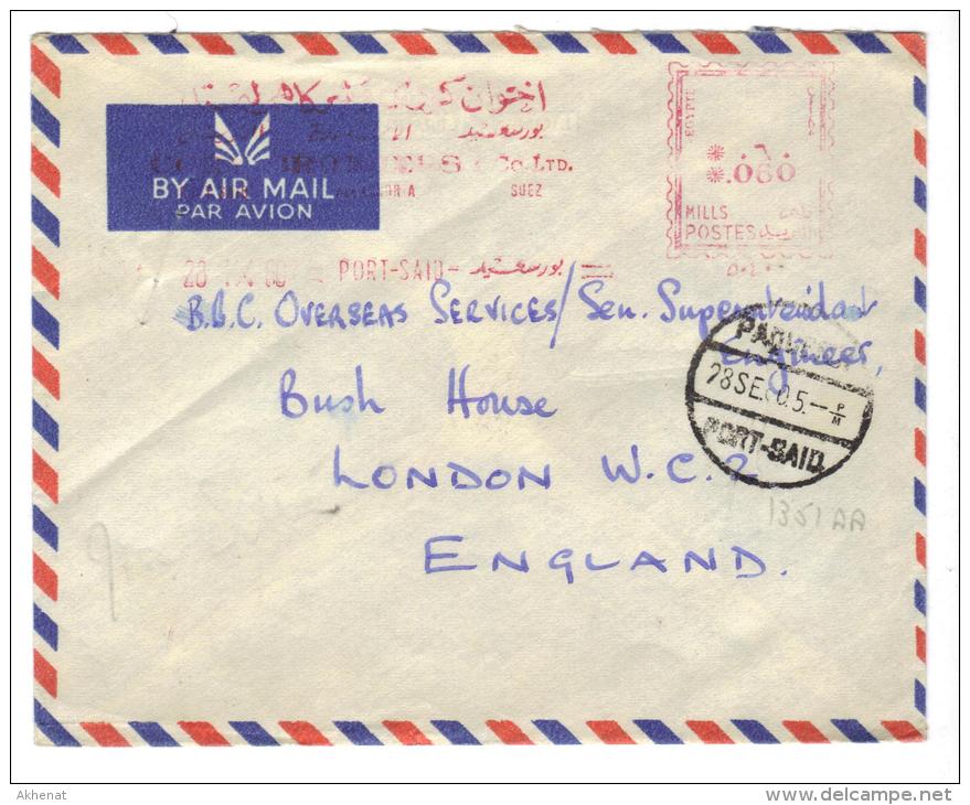 VER2602 - EGITTO , Rossa Da Port Said 28/09/1960 Per Londra - Briefe U. Dokumente
