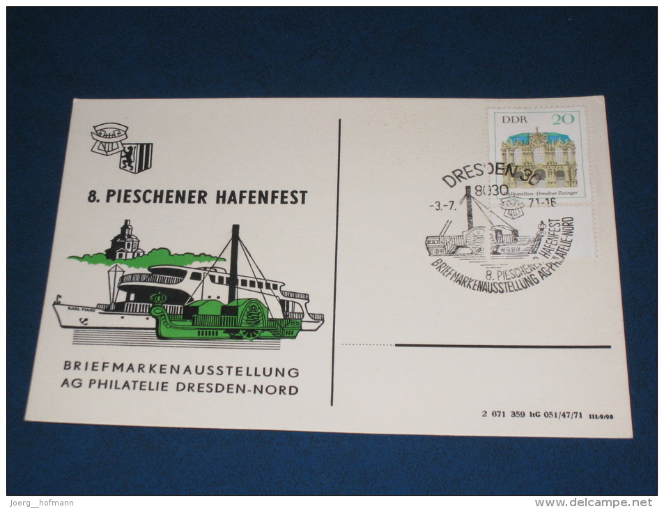 Postkarte Card  DDR Deutschland 1971 Dresden 8. Pieschener Hafenfest Hafen Habour Schiff Ship 60 Jahre Roter Oktober - Franking Machines (EMA)