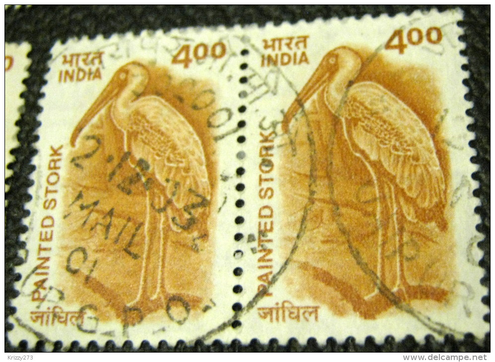 India 2000 Painted Stork 4.00 X2 - Used - Used Stamps