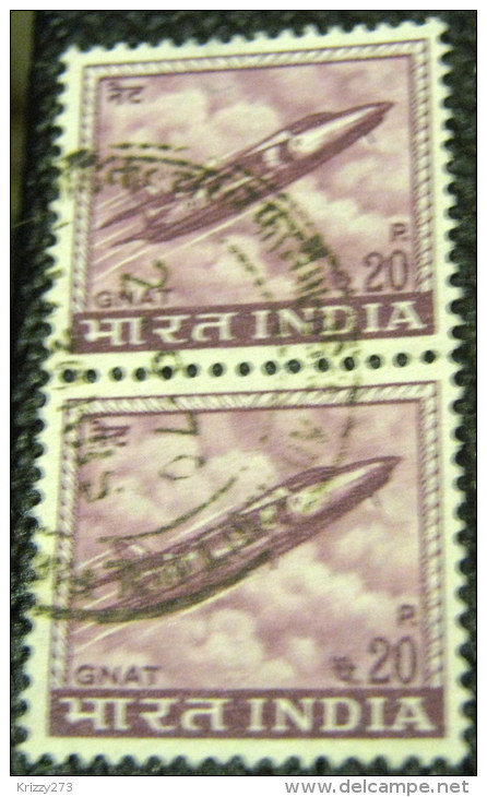 India 1965 Gnat Fighter Plane 20p X2 - Used - Oblitérés