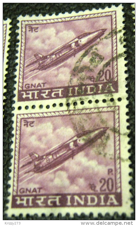 India 1965 Gnat Fighter Plane 20p X2 - Used - Oblitérés