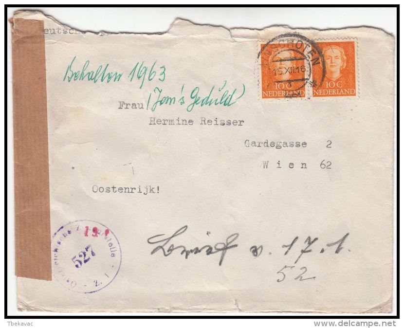 Netherlands 1916, Censored Cover Winschoten To Wien - Ungebraucht