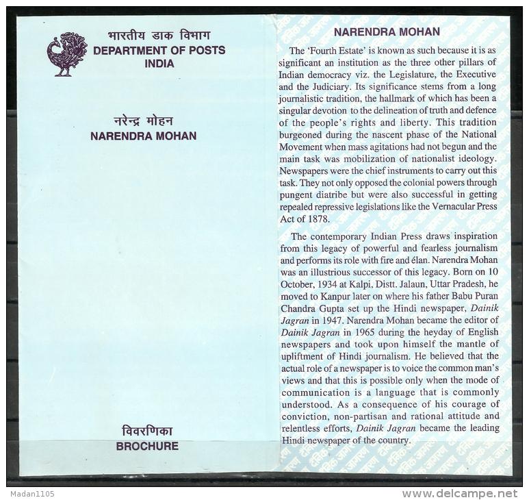 INDIA, 2003, Narendra Mohan, (Journalist And Social Worker),  Brochure - Briefe U. Dokumente