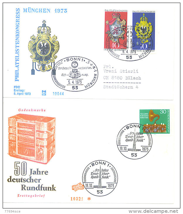 1973   2 Verschiedene Ersttagsbriefe - 1971-1980