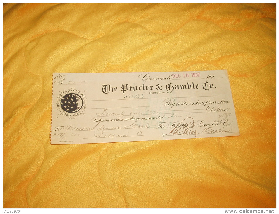 ORDRE DE PAIEMENT / MANDAT  / BANQUE / ETATS-UNIS ANNEE 1907 / THE PRORTER & GAMBLE CO. CINCINNATI. - Verenigde Staten