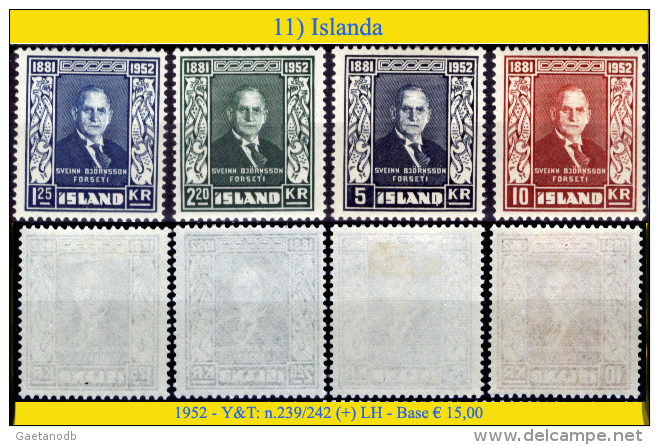 Islanda-011 (1952 - Y&T: N.239/242 (+) LH) - Unused Stamps