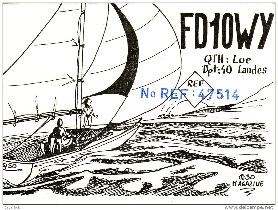 Amateur Radio QSL Card France FD1OWY Sail Boat Yacht - Radio Amateur