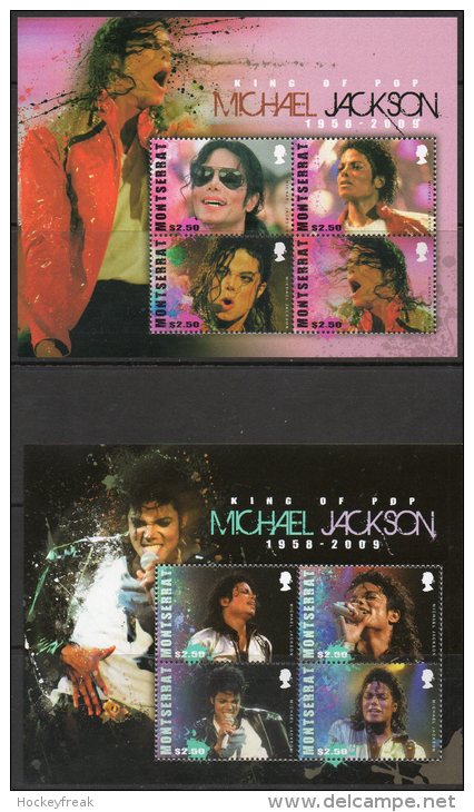 Montserrat 2010 - Michael Jackson Commemoration Miniature Sheets MS1457 & MS1458 MNH Cat £20 SG2015 - Montserrat