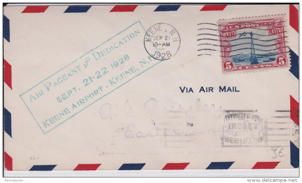 USA - 1928 - POSTE AERIENNE - ENVELOPPE AIRMAIL De KEENE  - AIR PAGEANT AND DEDICATION KEENE AIRPORT - 1c. 1918-1940 Storia Postale