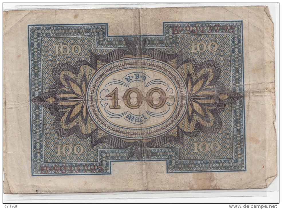 Billets - B915 -  Allemagne   - Billet 100 Mark 1920  ( Type, Nature, Valeur, état... Voir 2scans) - 100 Mark