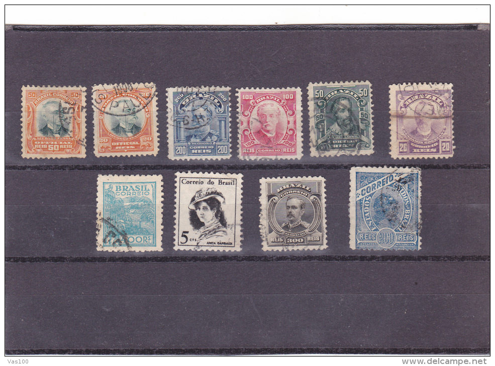 BRESIL // LOT DE TIMBRES 10 STAMPS - Gebruikt