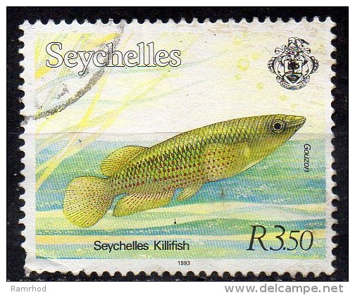 SEYCHELLES 1993 Flora And Fauna - 3r.50 - Seychelles Killifish   FU CREASED CHEAP PRICE - Seychellen (1976-...)