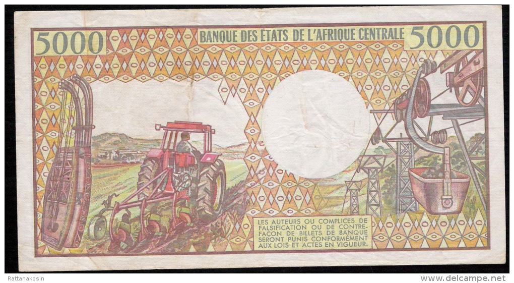 CENTRAL AFRICAN REPUBLIC P12b  5000 FRANCS   1984 Signature 14 VF   NO P.h. ! ! - Centraal-Afrikaanse Republiek