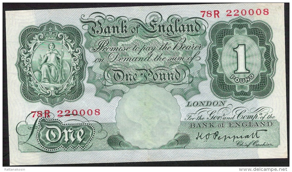 GREAT-BRITAIN  P369  1 POUND  1948  #78R Signature PEPPIATT     XF - 1 Pound