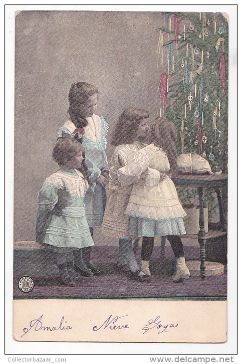 Vintage Original Postcard Children By Christmas Tree  Cpa Ak (W3_1919) - Otros & Sin Clasificación