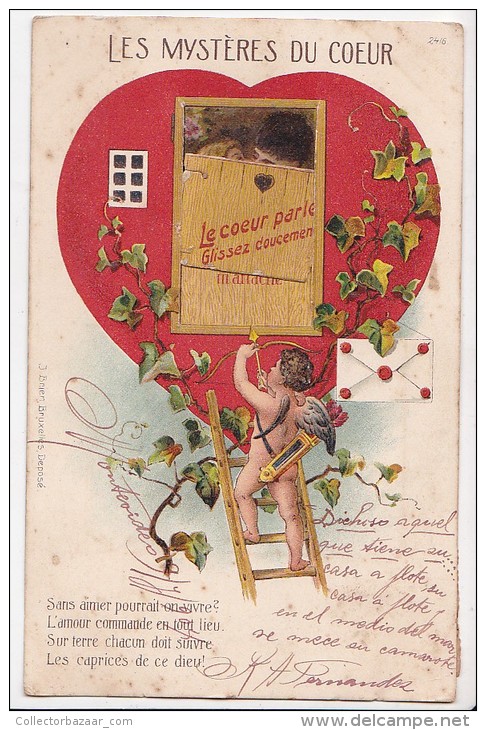 Vintage Original Postcard Cupid Angel With System Cpa Ak (W3_1920) - Saint-Valentin