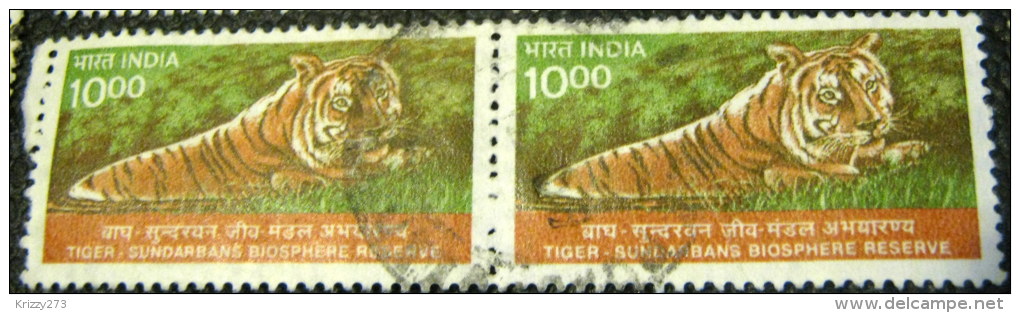 India 2000 Tiger Sundarbans Biosphere Reserve 10.00 X2 - Used - Used Stamps