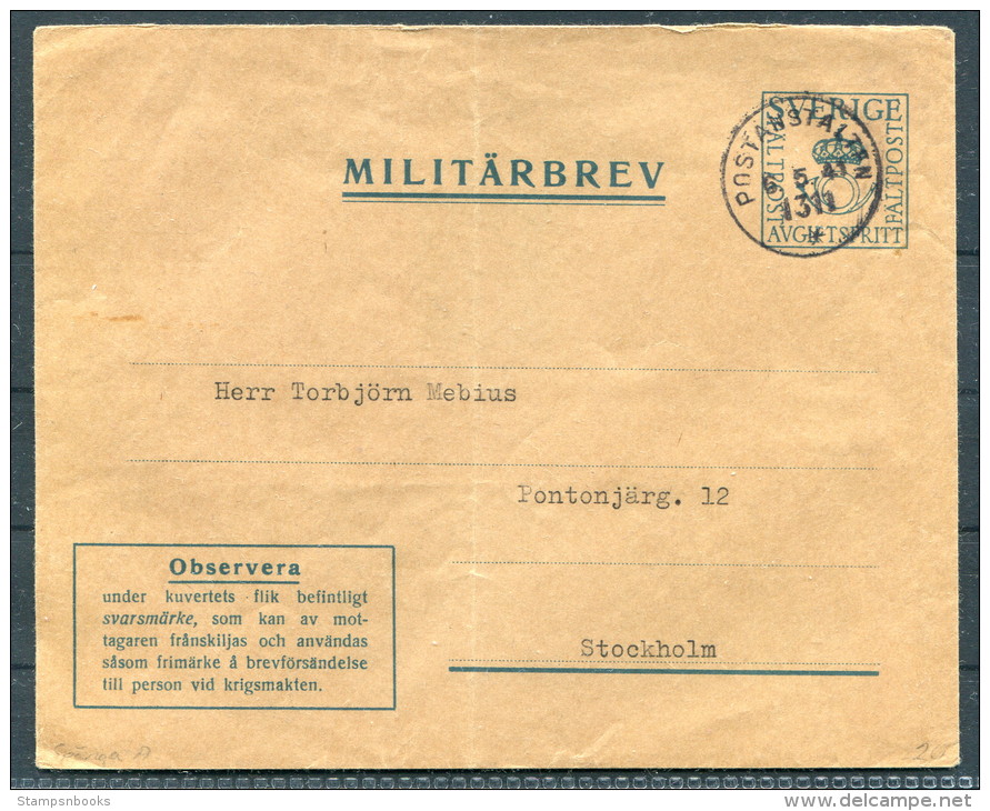 1941 Sweden Militarbrev Military Cover - Militari