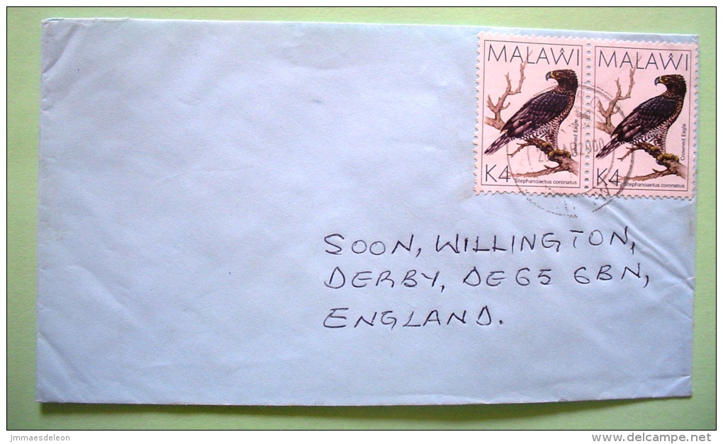 Malawi 2000 Cover To England UK - Birds - Crowned Eagle - Malawi (1964-...)