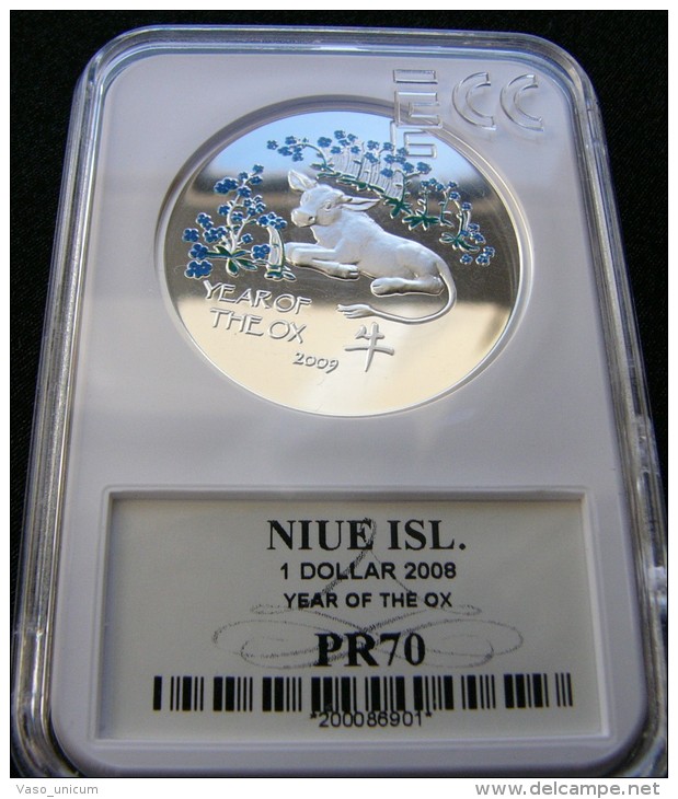 Niue 1 $ 2008 Year Of Ox Silver - Niue