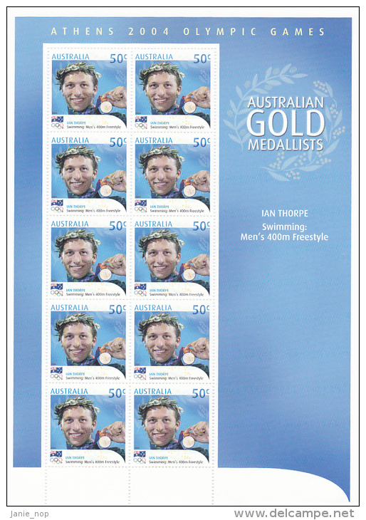 2004 Athens Olympics Gold Medallists Ian Torpe 400m Free Style MNH - Summer 2000: Sydney