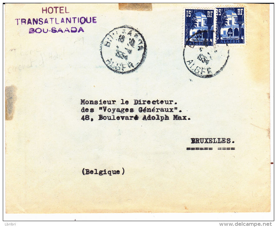 ALGERIE LETTRE AVEC N° 314 15F BLEU COUR MAURESQUE DU MUSÉE DU BARDO A DESTINATION DE LA BELGIQUE CACHET D'ALGER 1954 - Covers & Documents