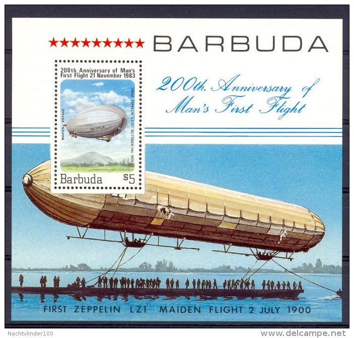 Mws020 TRANSPORT LUCHTVAART VLIEGTUIGEN PLANES FLUGZEUG ZEPPELIN BARBUDA 1983 PF/MNH - Zeppelins