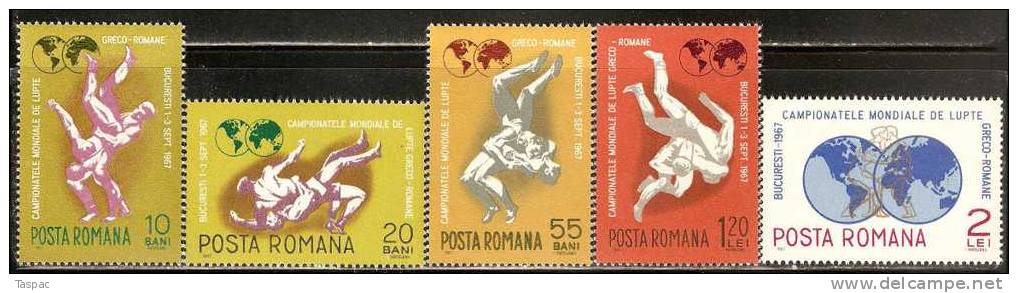 Romania 1967 Mi# 2613-2617 ** MNH - World Greco-Roman Wrestling Championships - Nuovi