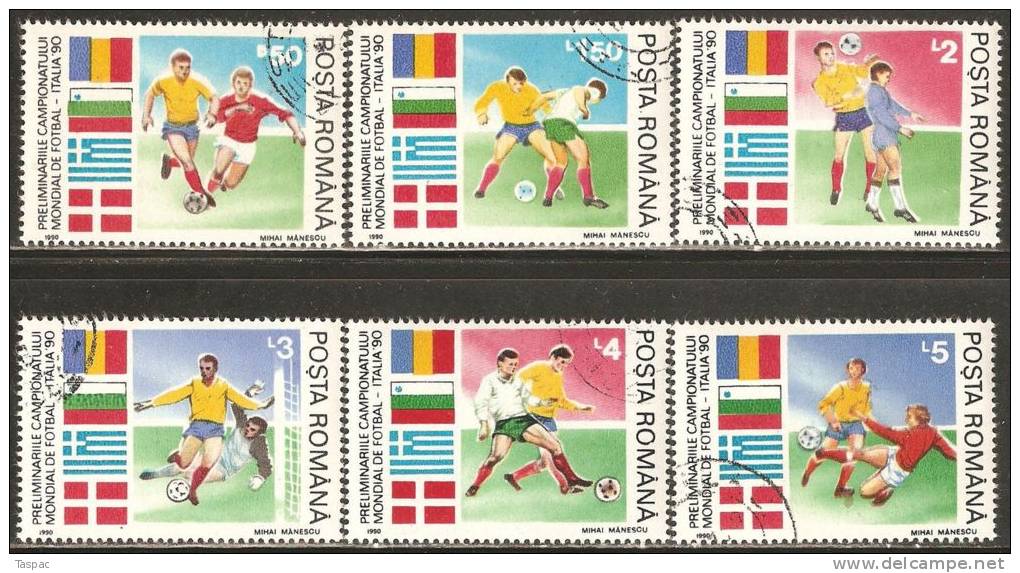 Romania 1990 Mi# 4586-4591 Used - World Cup Soccer Preliminaries, Italy (I) - Gebraucht