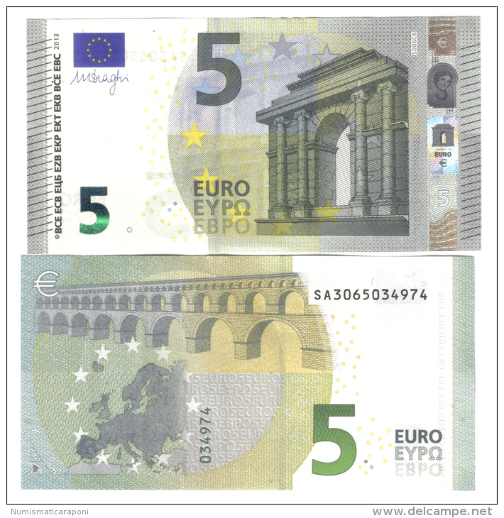 NEW 5 € 2013 ITALIA SERIE SA Mario Draghi FDS UNC DA MAZZETTA S006c6 Cod.€.072 - 5 Euro