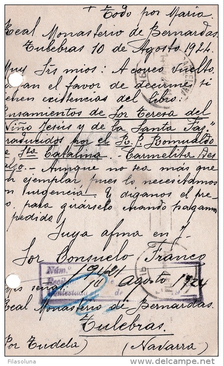 00040 Entero Postal  De Culebras -  Navarra A Barcelona 1924 - 1850-1931