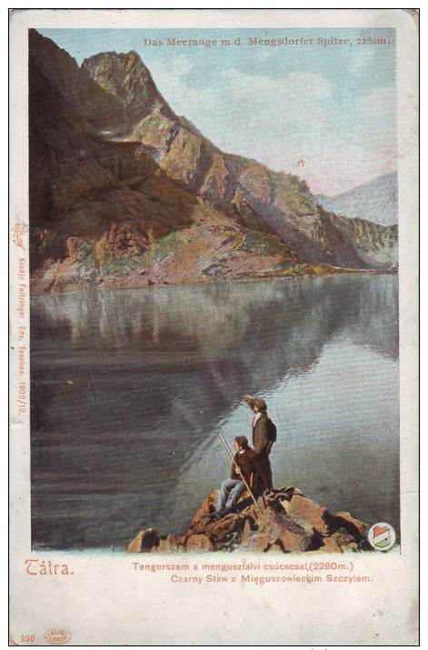 Slovakia,Tatra Non Mailed UPU Postcard Aprox.1900: Tengerszem Lake, Menguszfalva Peak,mountaineers - Slovacchia