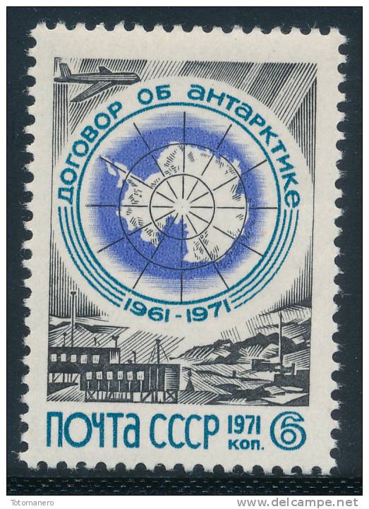 RUSSIA/URSS 1971, 10th Anniv Of Antarctic Treaty, Set Of 1v** - Antarctisch Verdrag