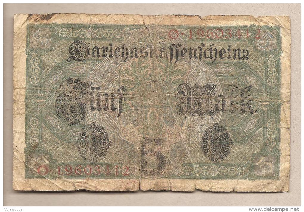 Germania - Banconota Circolata Da 5 Marchi - 1917 - 5 Mark