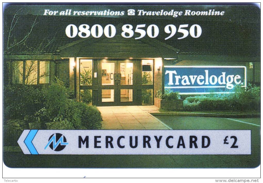 Télecarte Prépayée Anglaise MERCURY CARD"TRAVELODGE"  " £2 Vide Bon état  ** N° Lot: 3PTHA165008 - [ 4] Mercury Communications & Paytelco